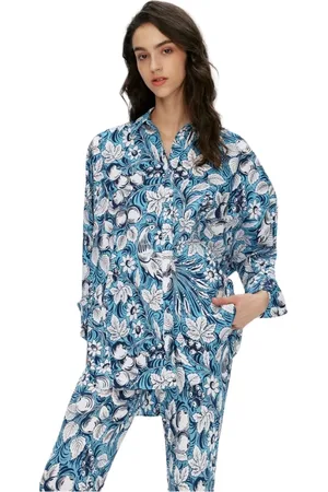 Diane von Furstenberg Bluzki, Kobieta, Niebieski, S, Białe Koszule dla Kobiet