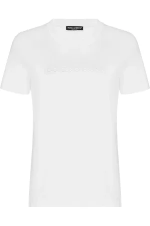 Dolce & Gabbana Koszulki, Kobieta, Biały, S, Bawełniany T-shirt z Graficznym Nadrukiem