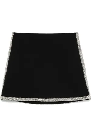 ALICE+OLIVIA Spódnice, Kobieta, Czarny, S, Czarna Spódnica z Kryształkami