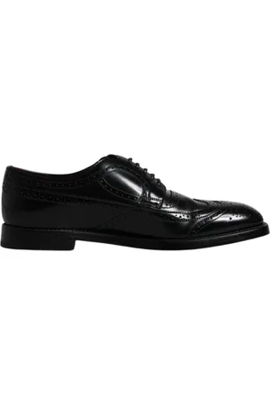 Dolce & Gabbana Buty, Mężczyzna, Czarny, 43 EU, Czarne skórzane buty formalne z noskiem Wingtip