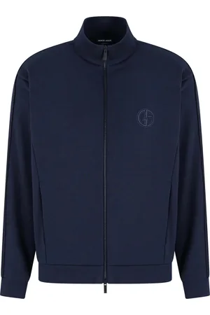 Giorgio Armani Bluzy, Mężczyzna, Niebieski, L, Nocna Granatowa Kurtka Blouson