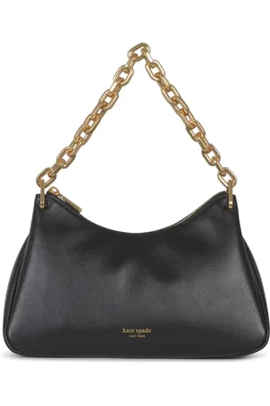 Kate Spade Torebki, Kobieta, Czarny, ONE SIZE, Czarna Skórzana Torba na Ramię z Łańcuchem