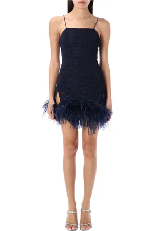 Oseree Sukienki, Kobieta, Czarny, M, Nocna niebieska Lumiere Plumage Mini Sukienka