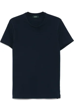 ZANONE Koszulki, Mężczyzna, Niebieski, L, Niebieskie T-shirty i Pola