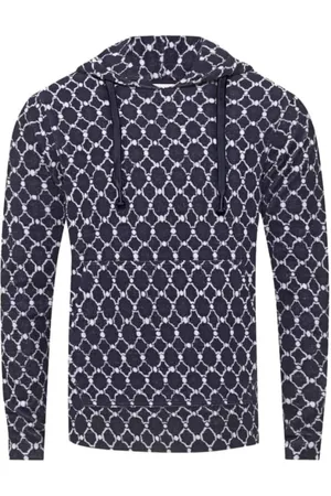 Orlebar Brown Bluzy, Mężczyzna, Niebieski, S, Granatowy Sweter z Wzorem Geo Tile