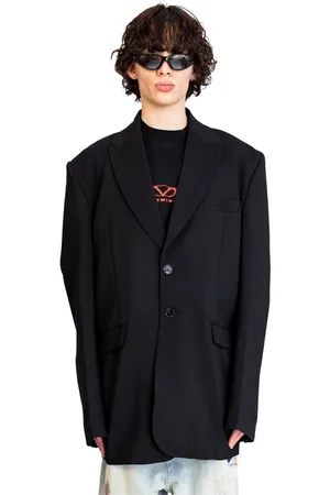 Vetements Kurtki, Mężczyzna, Czarny, M, Czarna dopasowana haftowana kurtka