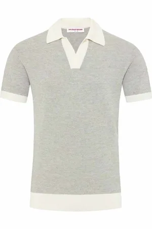 Orlebar Brown Koszulki, Mężczyzna, Szary, 2XL, Biała Piaskowa Koszulka Polo