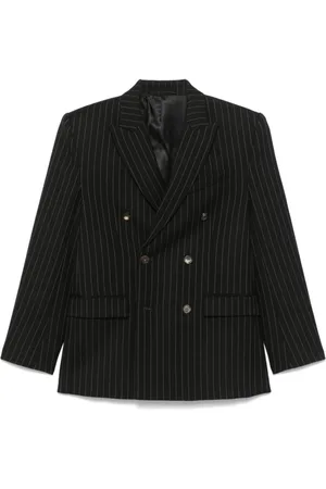 WARDROBE.NYC Kurtki, Kobieta, Czarny, S, Czarny Pinstripe Dwurzędowy Blezer