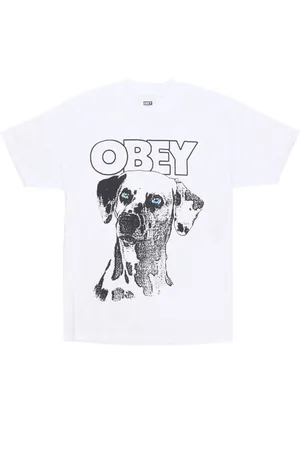 Obey Koszulki, Mężczyzna, Biały, L, Dalmation Print Tee Biała Koszulka