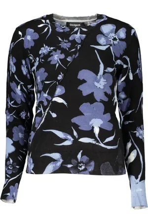 Desigual Swetry, Kobieta, Wielobarwność, S, Elegancki Sweter z Kontrastowym Dekoltem