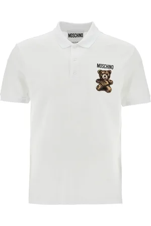Moschino Koszulki, Mężczyzna, Biały, M, Biała polo z haftowanym logo