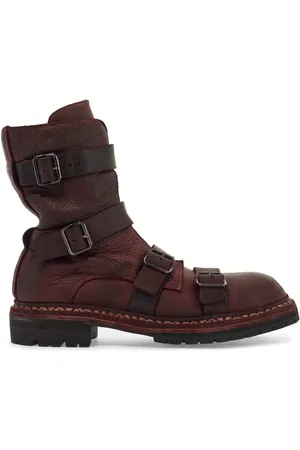 GUIDI Buty, Kobieta, Czerwony, 40 EU, Luksusowe skórzane buty z regulowanymi paskami