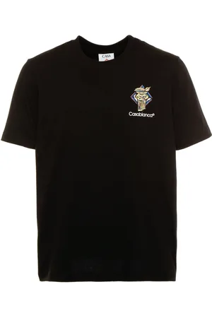 Casablanca Koszulki, Mężczyzna, Czarny, L, Bawełna, T-shirt Diamond Column z nadrukiem logo