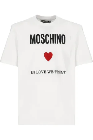 Moschino Koszulki, Mężczyzna, Biały, S, Biała Bawełniana Koszulka z Nadrukiem Logo