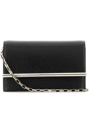 Alexander McQueen Torebki, Kobieta, Czarny, ONE SIZE, Czarna skórzana kopertówka Cross-Bar