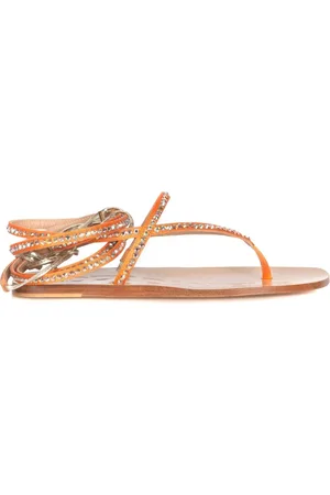EDDY DANIELE Buty, Kobieta, Pomarańczowy, 37 EU, Sandały Swarovski z Niskim Obcasem