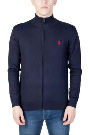 U.S. Polo Assn. Swetry, Mężczyzna, Niebieski, S, Niebieski Bawełniany T-shirt Jersey
