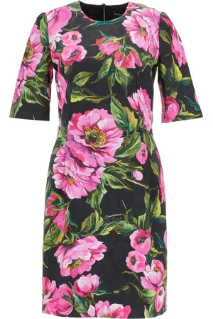 Dolce & Gabbana Sukienki, Kobieta, Wielobarwność, S, Kwiatowa bawełniana sukienka letnia