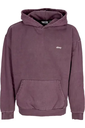 Obey Bluzy, Mężczyzna, Fioletowy, L, Bluza z kapturem Fleece Śliwkowy