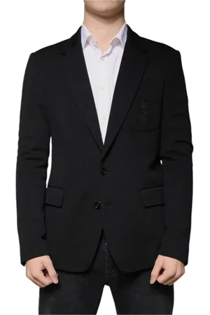 Dolce & Gabbana Kurtki, Mężczyzna, Czarny, 4XL, Nylon, Czarny Wełniany Dopasowany Blezer