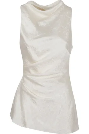 Alexander McQueen Koszulki, Kobieta, Beżowy, S, Falbany Satynowa dla Kobiet
