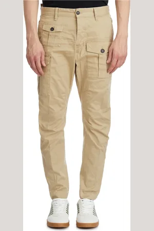 Dsquared2 Spodnie, Mężczyzna, Beżowy, S, Bawełna, Spodnie Cargo Bawełniane