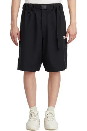 Y-3 Szorty, Mężczyzna, Czarny, M, Bawełna, Szerokie Szorty Bermuda z 3 Paskami