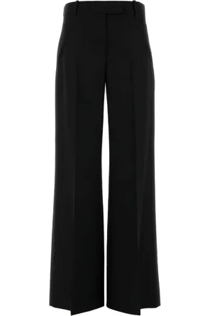 Alexander McQueen Spodnie, Kobieta, Czarny, S, Czarny Płaszcz z Włóczki z Przechodniami
