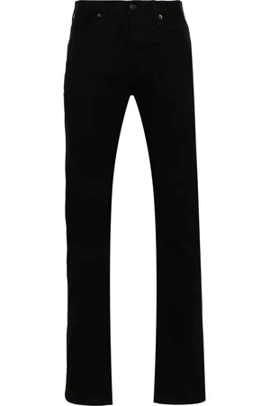 Tom Ford Jeansy, Mężczyzna, Czarny, W33, Jeansyy z mieszanki bawełny z logo skórzane