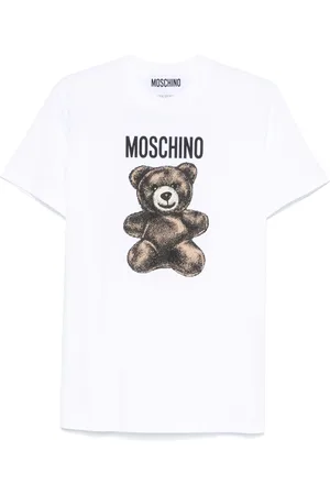 Moschino Koszulki, Kobieta, Biały, XS, Koszulka z nadrukiem misia białego