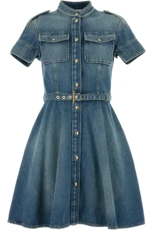 Alexander McQueen Sukienki, Kobieta, Niebieski, S, Denim, Denim Mini Sukienka