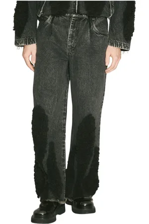 SONG FOR THE MUTE Jeansy, Mężczyzna, Czarny, L, Denim, Teddy Panel Boyfriend Jeansy