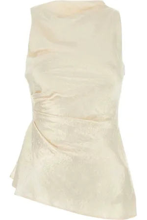 Alexander McQueen Koszulki, Kobieta, Żółty, S, Satinowa Kremowa Bluzka