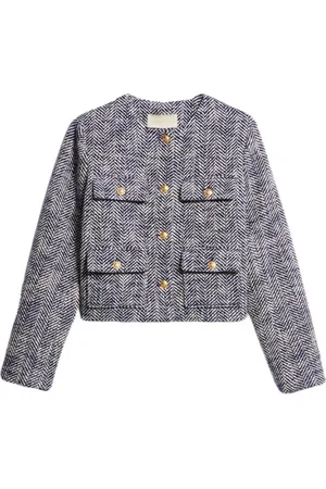 Vanessa Bruno Kurtki, Kobieta, Niebieski, 2XS, Tweed, Retro Tweedowa Kurtka z Złotymi Guzikami