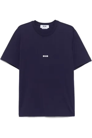 Msgm Koszulki, Mężczyzna, Niebieski, M, Bawełna, Niebieski bawełniany T-shirt z nadrukiem logo