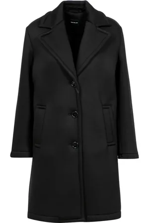 pennyblack Płaszcze, Kobieta, Czarny, L, Jersey Wzór Scuba Płaszcz Midi