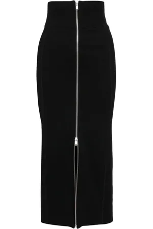 ERIKA CAVALLINI Spódnice, Kobieta, Czarny, M, Czarna Spódnica Slim Fit z Dziurką Milanską