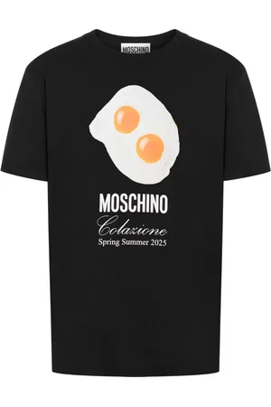 Moschino Koszulki, Mężczyzna, Czarny, L, Breakfast Print Crew Neck T-shirt Czarny