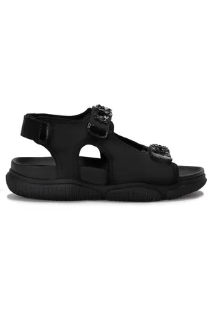 Cecilie Bahnsen Buty, Kobieta, Czarny, 40 EU, Neoprenowe Sandały z Podwójnym Paskiem i Kwiatami