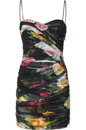 Dolce & Gabbana Sukienki, Kobieta, Wielobarwność, S, Wielokolorowa Sukienka z Serduszkiem i Falbankami