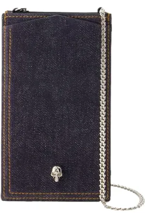 Alexander McQueen Akcesoria, Kobieta, Niebieski, ONE SIZE, Skóra, Leather scarves