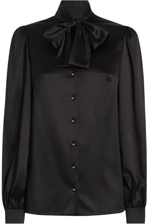 Dolce & Gabbana Bluzki, Kobieta, Czarny, L, Luźna Bawełniana Koszula w Niebieskim