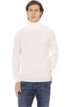 BALDININI Swetry, Mężczyzna, Biały, L, Modny Sweter - Detal Monogramu