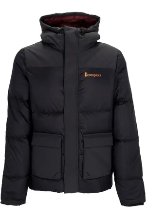 COTOPAXI Kurtki, Mężczyzna, Czarny, M, Nylon, Czarna Wodoodporna Kurtka Puchowa z Wysokim Kołnierzem