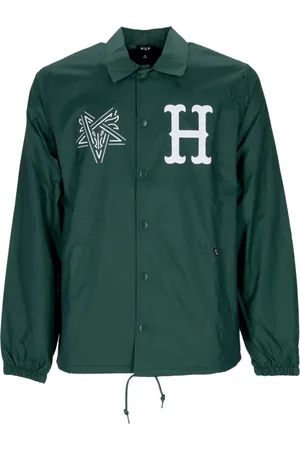 Huf Kurtki, Mężczyzna, Zielony, S, Nylon, Leśna Zielona Kurtka Trenerka z Thrasher