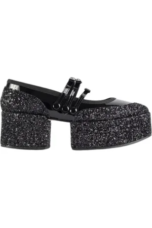 NOIR KEI NINOMIYA Buty, Kobieta, Czarny, 40 EU, Czarne Glitter Platform Mary Janes