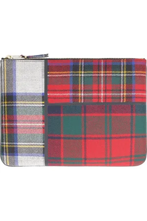 Comme des Garçons Torebki, Mężczyzna, Wielobarwność, ONE SIZE, Wełna, Tartan Motif Flat Clutch