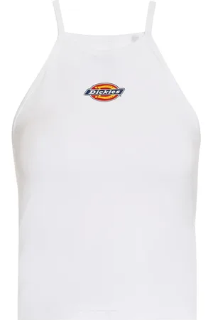 Dickies Koszulki, Kobieta, Biały, S, Koszulka Crop Top z bawełny z nadrukiem