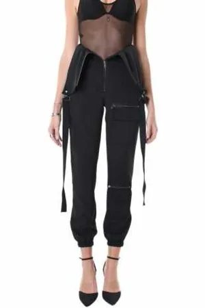 LA HAINE INSIDE US Spodnie, Kobieta, Czarny, S, Czarne Ogrodniczki Cargo Stretch Tech Lw 928