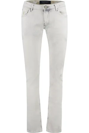 Hand Picked Jeansy, Mężczyzna, Szary, W34, Zniszczone Dżinsy Slim Fit z Logo